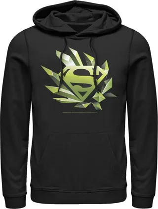 Men's Superman Logo Geometric Shape Pull Over Hoodie - Black - Medium