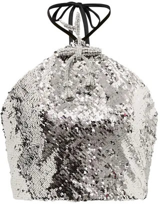Sequined halterneck crop top