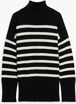 Sophie striped merino wool turtleneck sweater