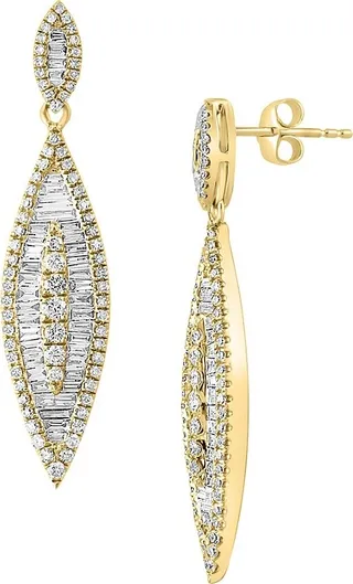 14K Yellow Gold & 1.55 TCW Diamond Drop Earrings