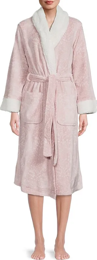 Pattern Faux Fur Robe