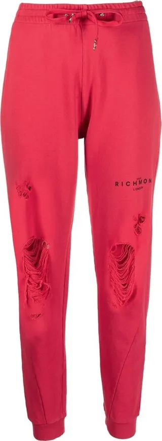 Ripped Detailing Logo-Print Track Pants