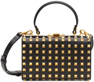 Valentino Garavani Black Rockstud Box Shoulder Bag
