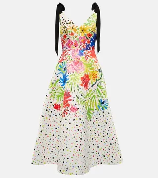 Printed satin midi dress