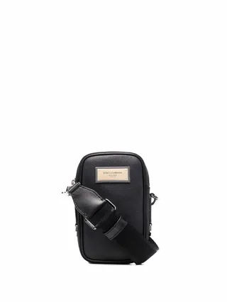 Logo-Plaque Leather Crossbody Bag