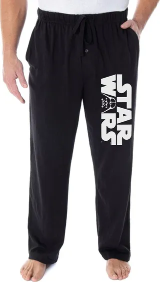 Star Wars Mens' Darth Vader Helmet Movie Logo Title Sleep Pajama Pants (M) Black