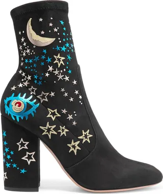 Printed suede ankle boots