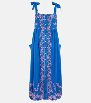 Embroidered cotton midi dress