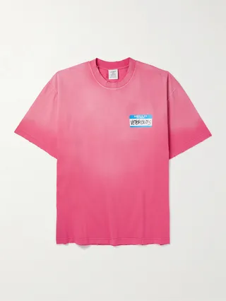 Oversized Distressed Logo-Print Cotton-Jersey T-shirt