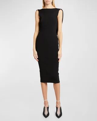 Open Back Fitted Midi Dress
