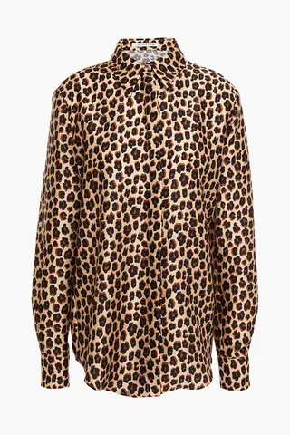 Leopard-print satin-twill shirt