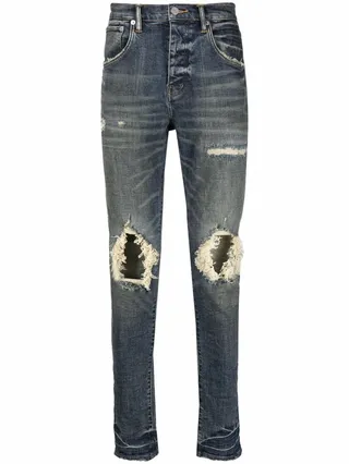 Distressed-Effect Slim-Fit Jeans