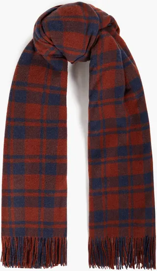 + Nordisk checked wool and cashmere-blend scarf