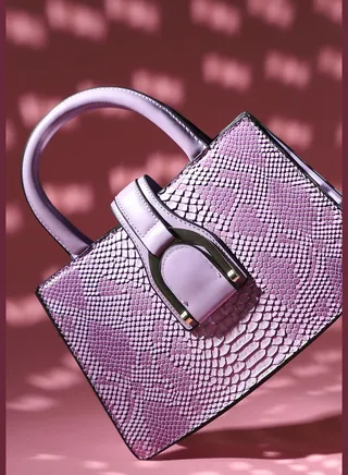 Textured Magnet Lock Regular Faux Leather Hand Bag with Detachable Strap For Women