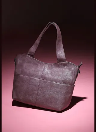 Solid Zip Lock Regular Faux Leather Hand Bag with Detachable Strap For Women