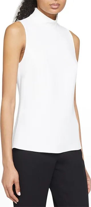 Turtleneck Sleeveless Woven Top