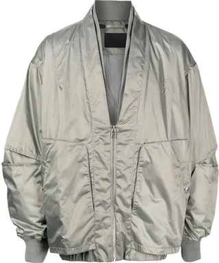 Collarless Double-Neck Bomber Jacket