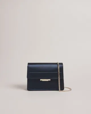 Satin Cross Body Bag in Dark Blue
