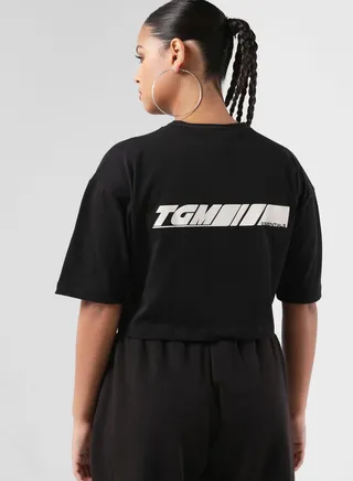 Boxy Racer Printed Cropped T-Shirt