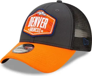 Men's Graphite and Orange Denver Broncos 2021 Nfl Draft Trucker 9FORTY Snapback Adjustable Hat