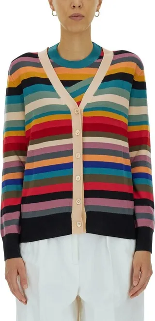 PS Paul Smith Signature Stripe V-Neck Cardigan