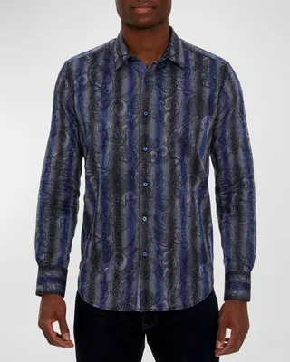 Men's Milkyway Paisley-Stripe Sport Shirt