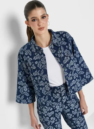 Floral Print Denim Jacket