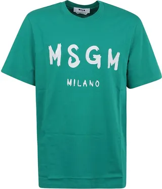 MSGM Logo Printed Crewneck T-Shirt