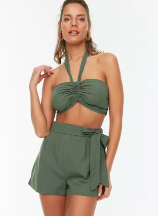Halter Neck Crop Top & Shorts Set