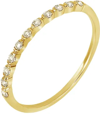 18K Yellow Gold Pave Diamond Stackable Band Ring - 0.14 ctw