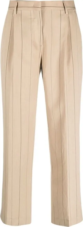 Stripe-Pattern Cropped Trousers