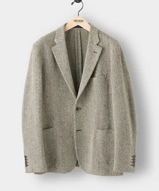 Madison Sport Coat in Black Cream Herringbone