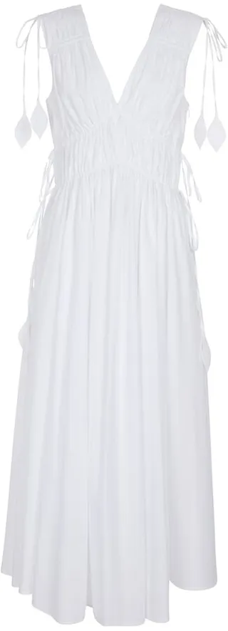 Smocked cotton poplin maxi dress