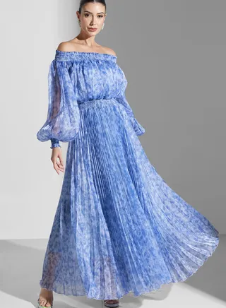 Balloon Sleeve Ruched Detail Dress