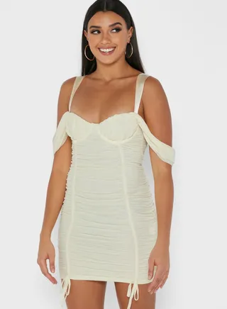 Ruched Off Shoulder Dress