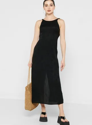 Strappy Shirred Dress