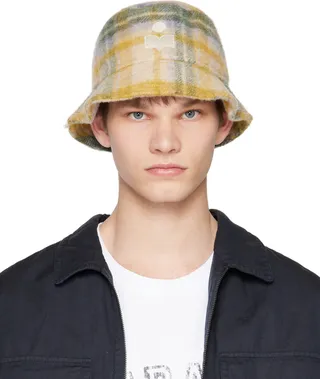 Isabel Marant Beige Check Bucket Hat