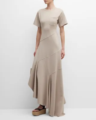 Liguria Diagonal Draped Maxi T-Shirt Dress