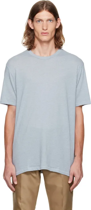 TOM FORD Blue Embroidered T-Shirt
