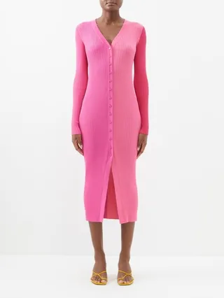 Shoko Two-tone Ribbed-jersey Dress