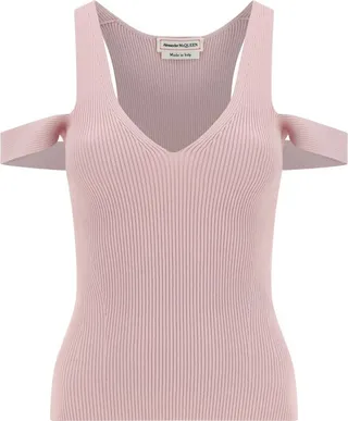 Alexander McQueen V-Neck Cut Out Knitted Top