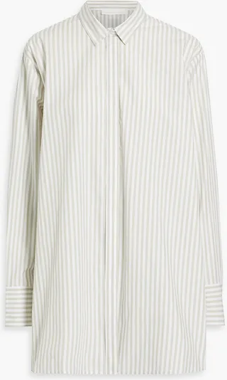 Striped cotton-blend poplin shirt