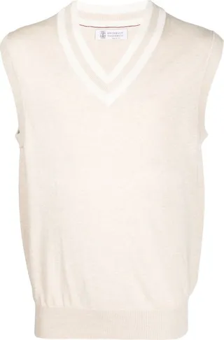 V-neck sleeveless jumper