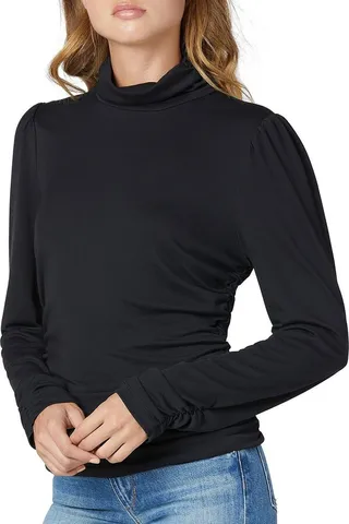 Womens Ruched Turtleneck Blouse