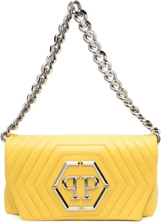 Hexagon logo-plaque quilted shoulder bag