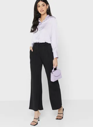 High Waist Pintuck Detail Pants
