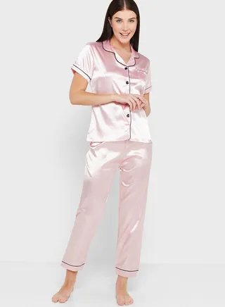 Pyjama Set With Contrast Trims