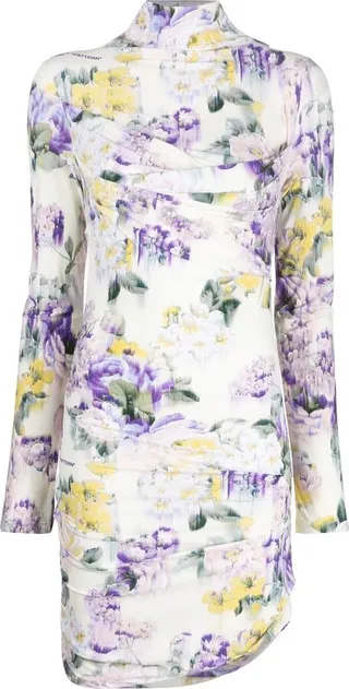Floral-Print Ruched Dress