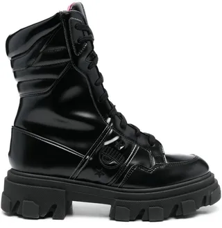 Logo-Embroidered Combat Boots