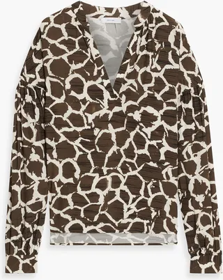 Amara printed crepe de chine blouse